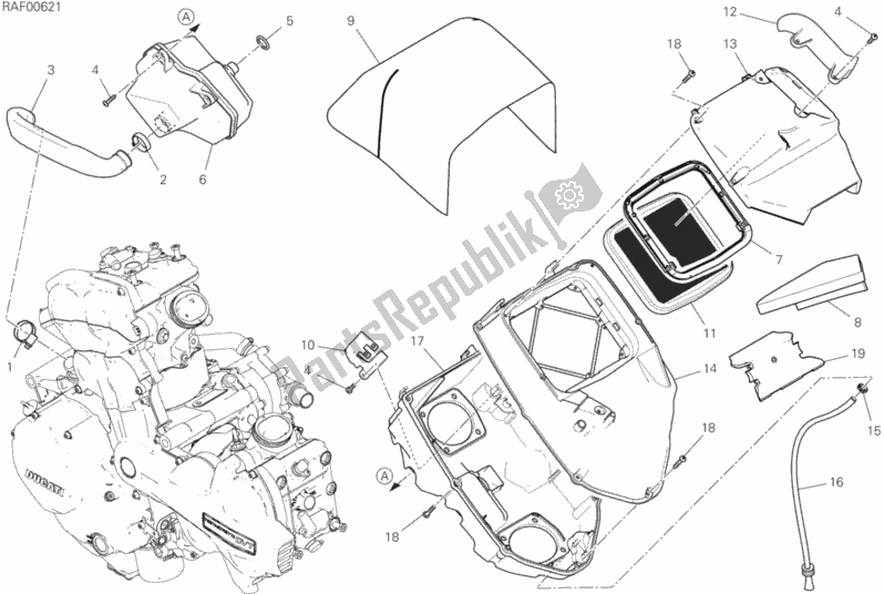 All parts for the Intake of the Ducati Multistrada 1260 S ABS USA 2020